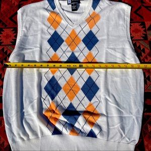 Jos A Banks Mens XL White Argyle Vest